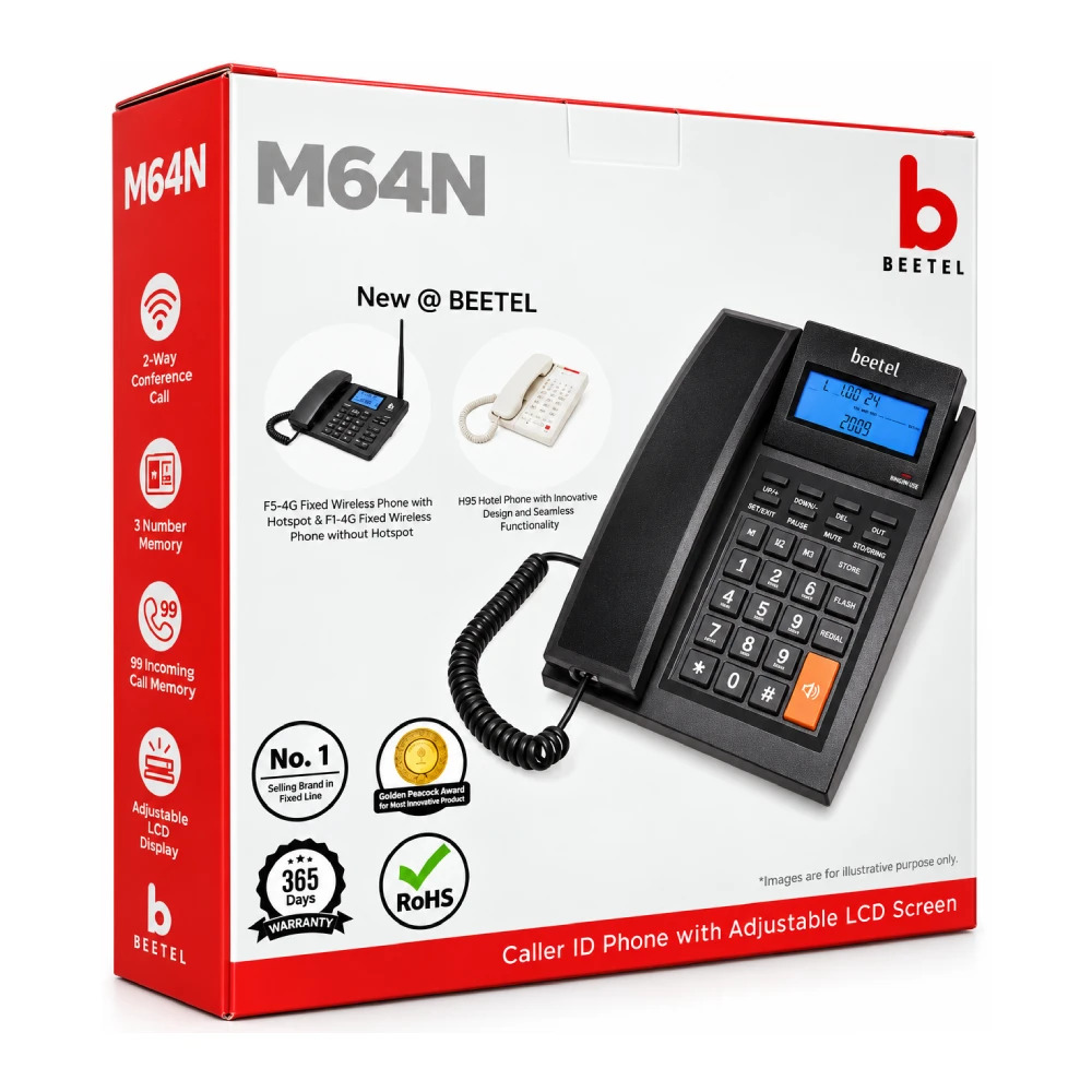 Beetel Wired Telephone Set (Black) M64N