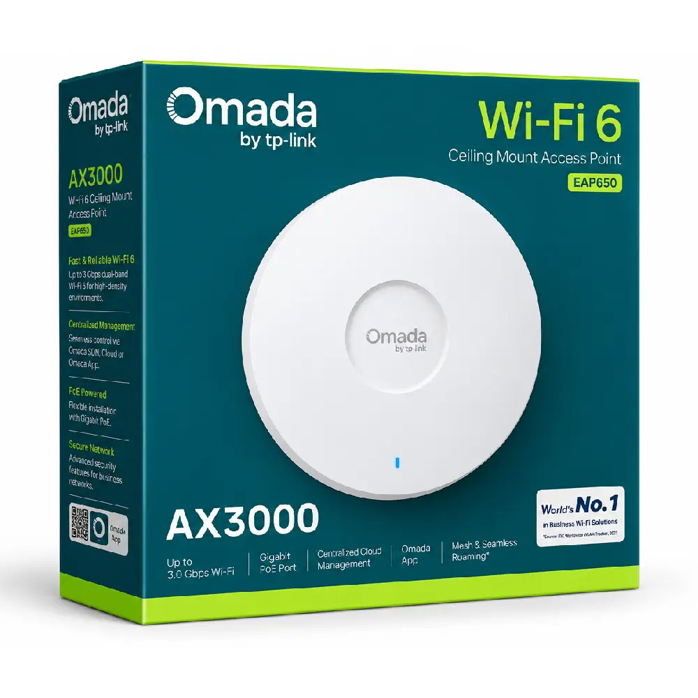 TP-Link Omada AX3000 Ceiling Mount WiFi 6 Access Point (EAP650)