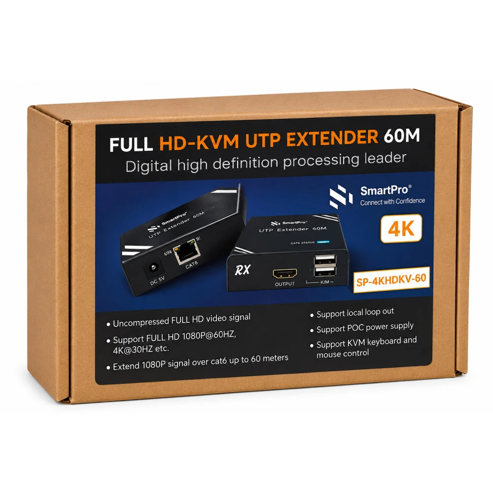 Smart-Pro HDMI KVM UTP Extender 4K 60m (SP-4KHDKV-60)