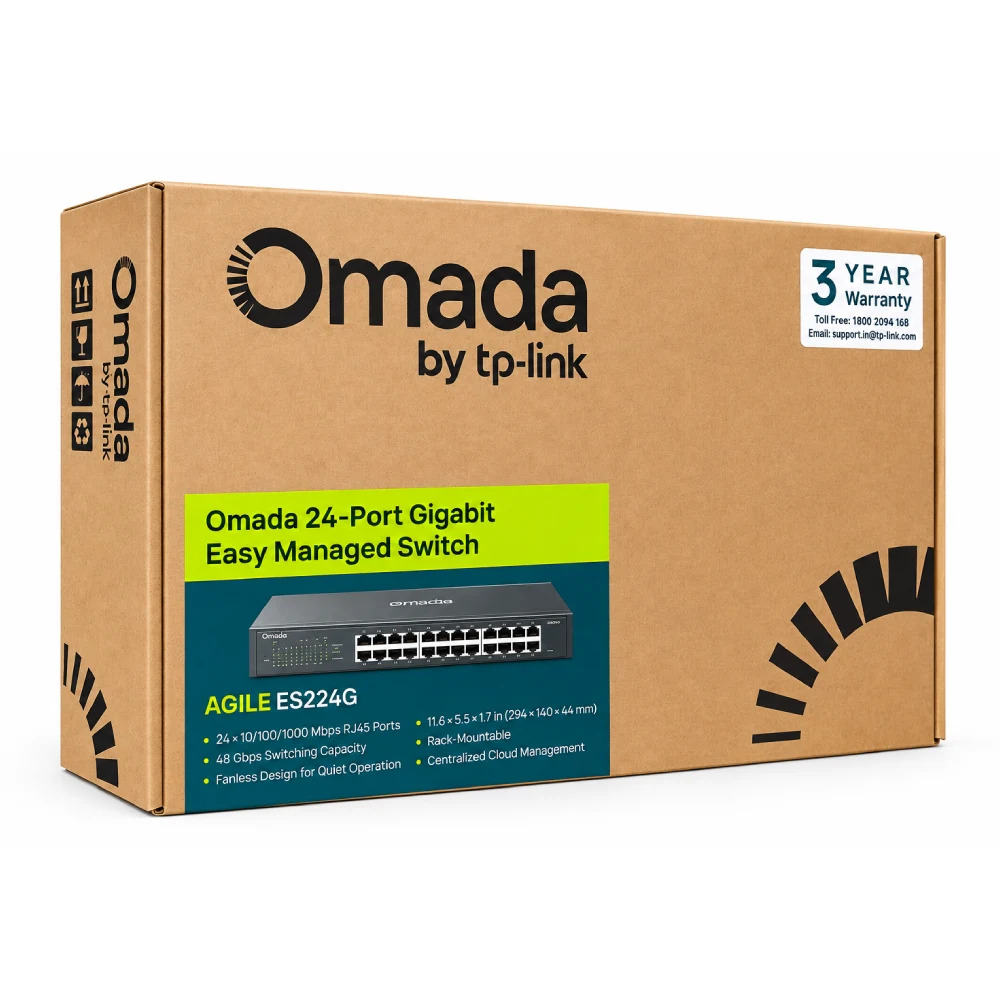 TP-Link Omada 24 Port Gigabit Easy Managed LAN Switch Rackmount (ES224G)