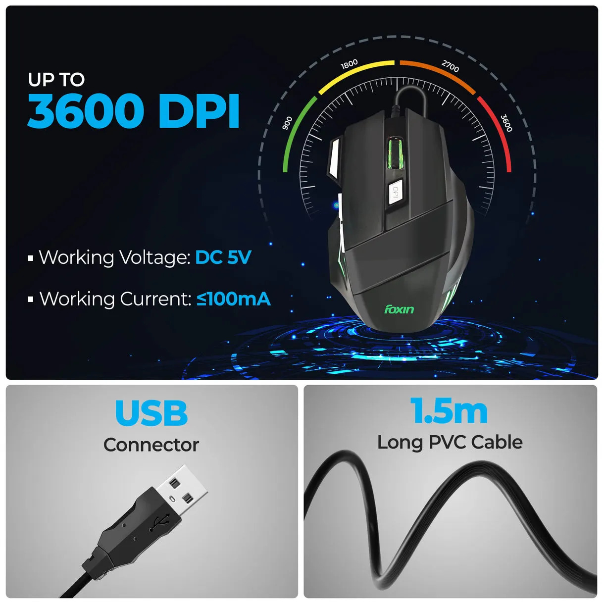 Foxin USB Gaming Keyboard Mouse Combo RGB (Endeavour) - Image 2