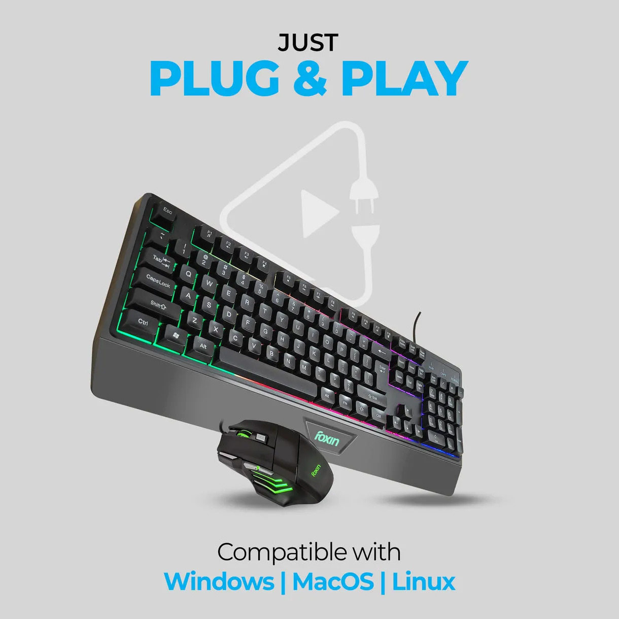 Foxin USB Gaming Keyboard Mouse Combo RGB (Endeavour) - Image 3