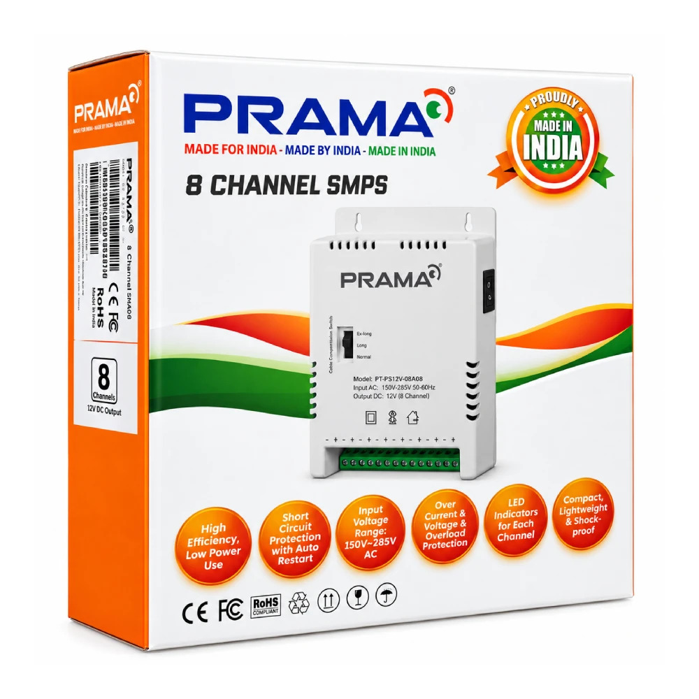 Prama CCTV Power Supply 8ch 12v/5a (PS12V-01A/08)