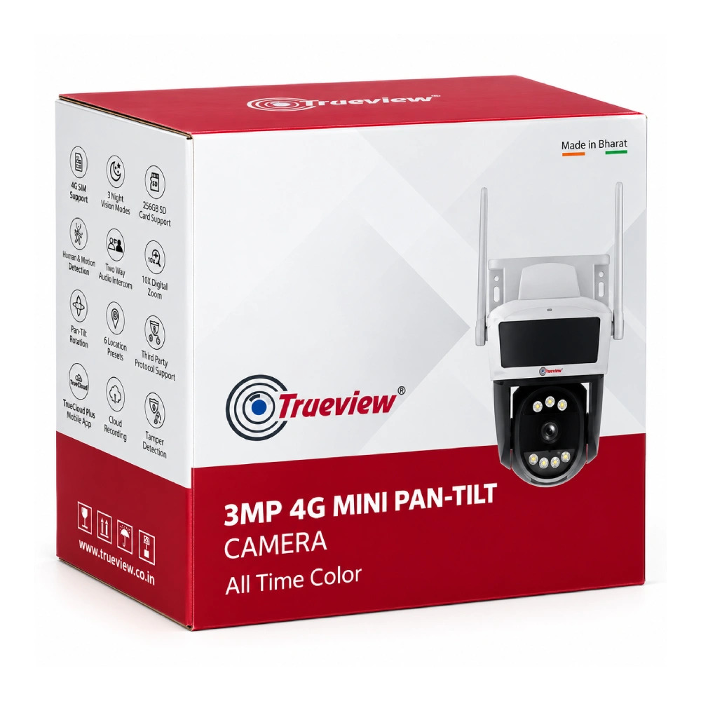 Trueview 4G Mini PT Camera 3mp Two Way Audio T18291SF (10X Zoom)