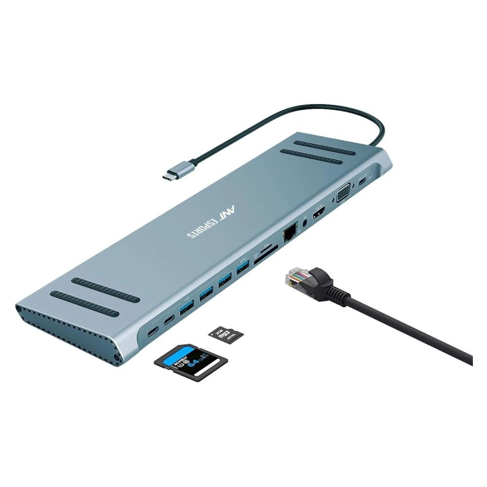 Ant Esports TYPE C HUB Dock 13 in 1 (HDMI | USB | LAN | TF | SD CARD | TYPE-C | AUX | VGA) AEC1310