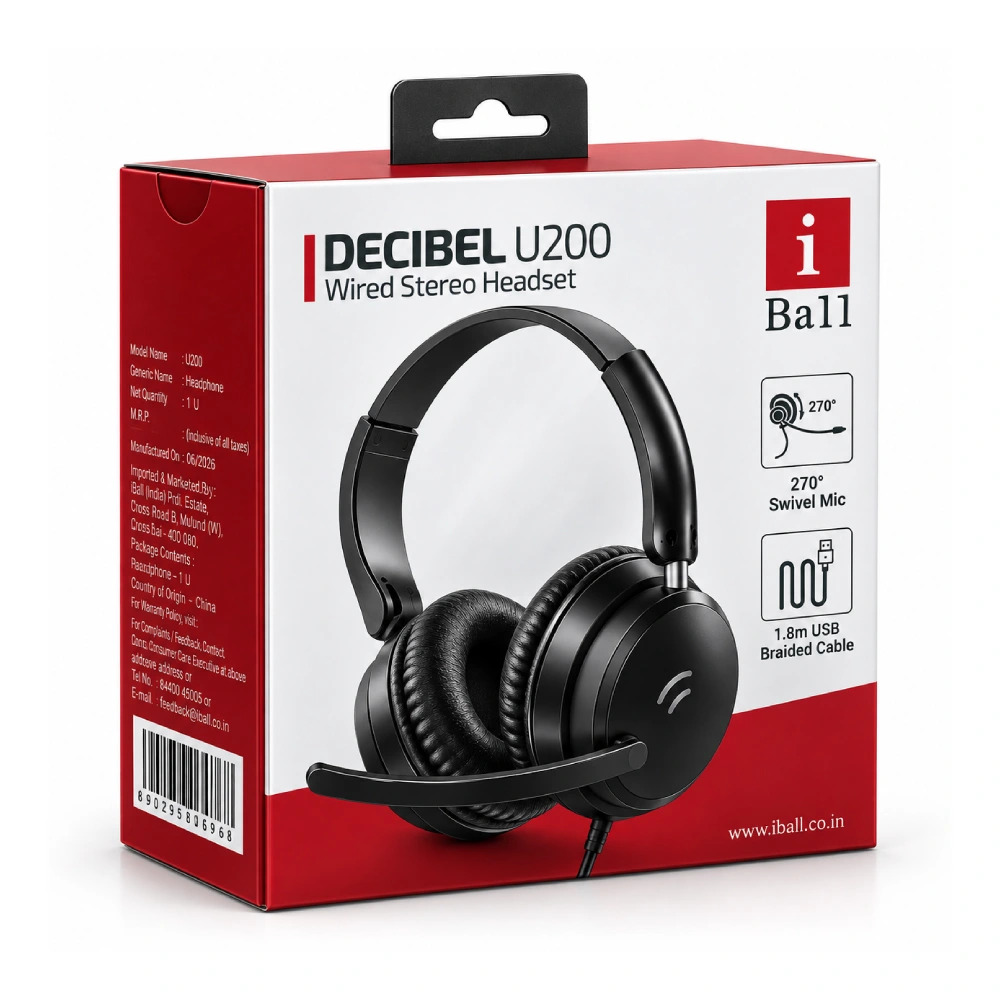 Iball Wired Headphone With Mic Decibel U200