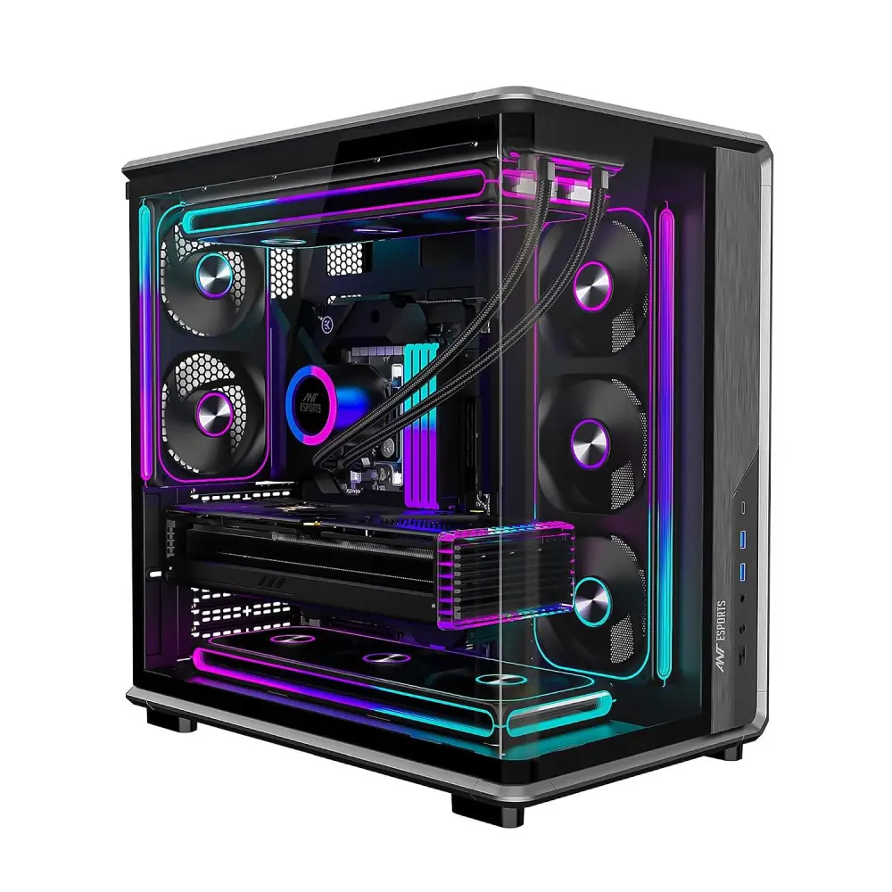 Ant Esports Gaming Cabinet Crystal x8 Arc Black