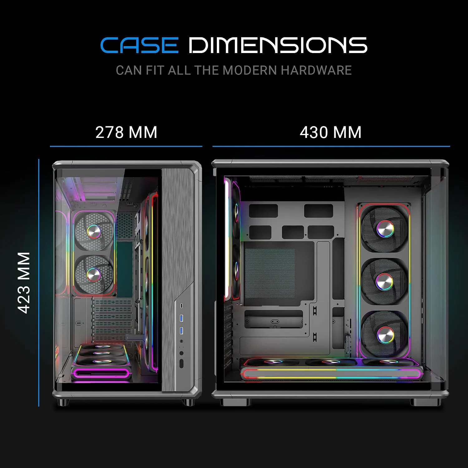 Ant Esports Gaming Cabinet Crystal x8 Arc Black - Image 2