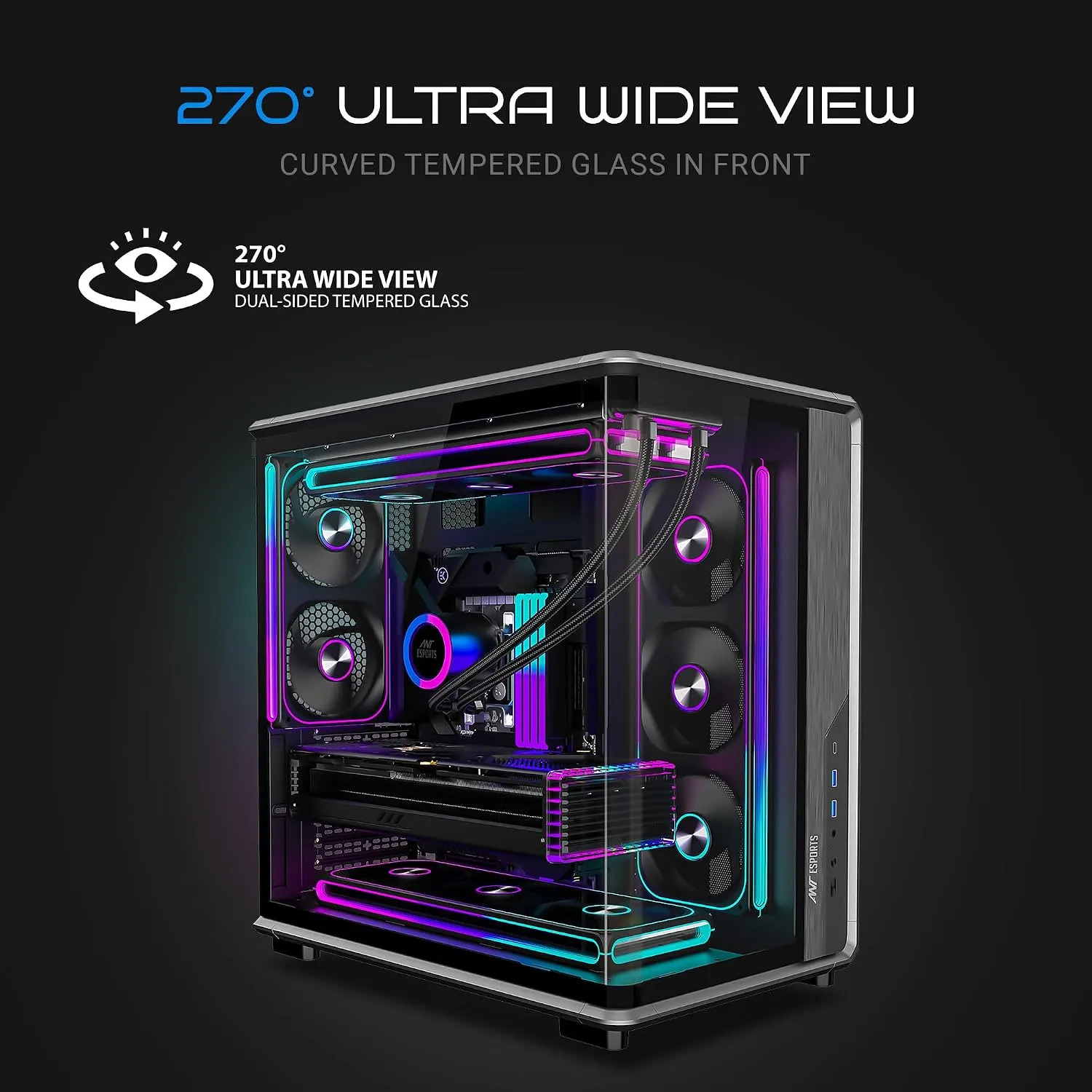 Ant Esports Gaming Cabinet Crystal x8 Arc Black - Image 5