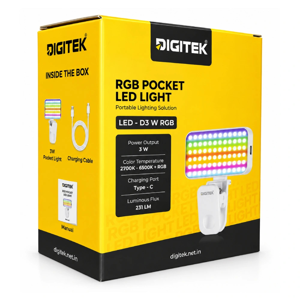 DigiTek Portable RGB LED Video Light With Built In Battery (D3W RGB)