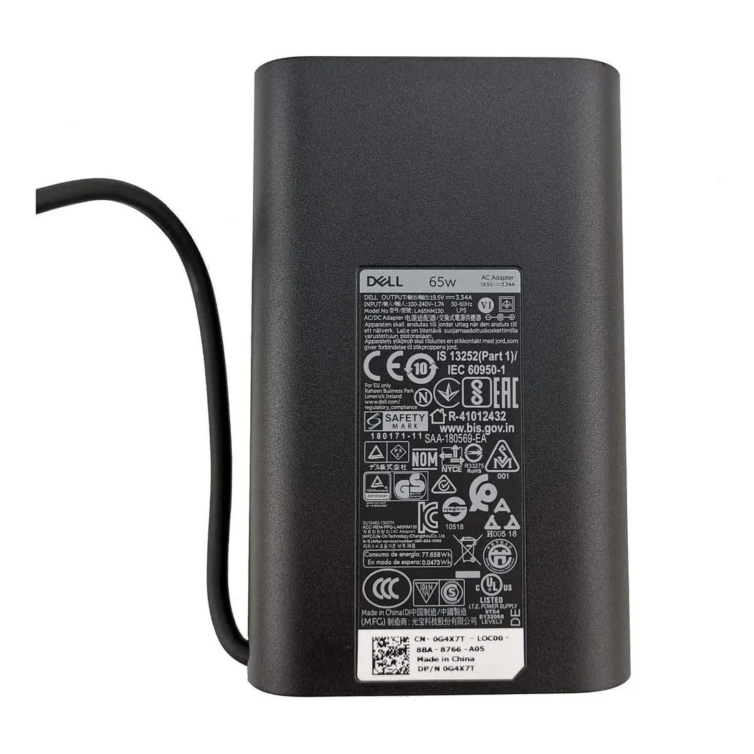 Dell Laptop Adapter Original 65w 19.5V / 3.34A Big Pin | G4X7T | TG2MG (Open Box) - Image 3