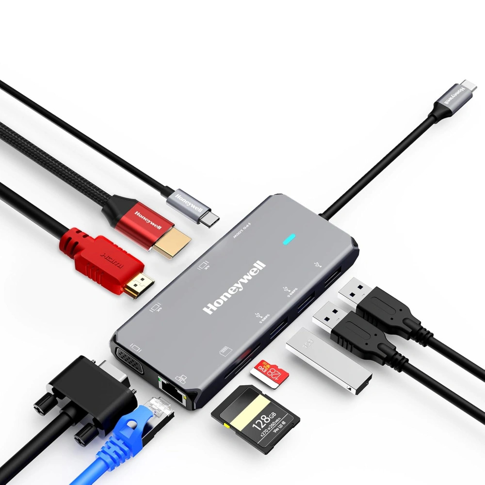Honeywell Type C Docking Station 10 in 1 (USB | Type C | HDMI | Lan | VGA | SD Card) (Open Box) - Image 2
