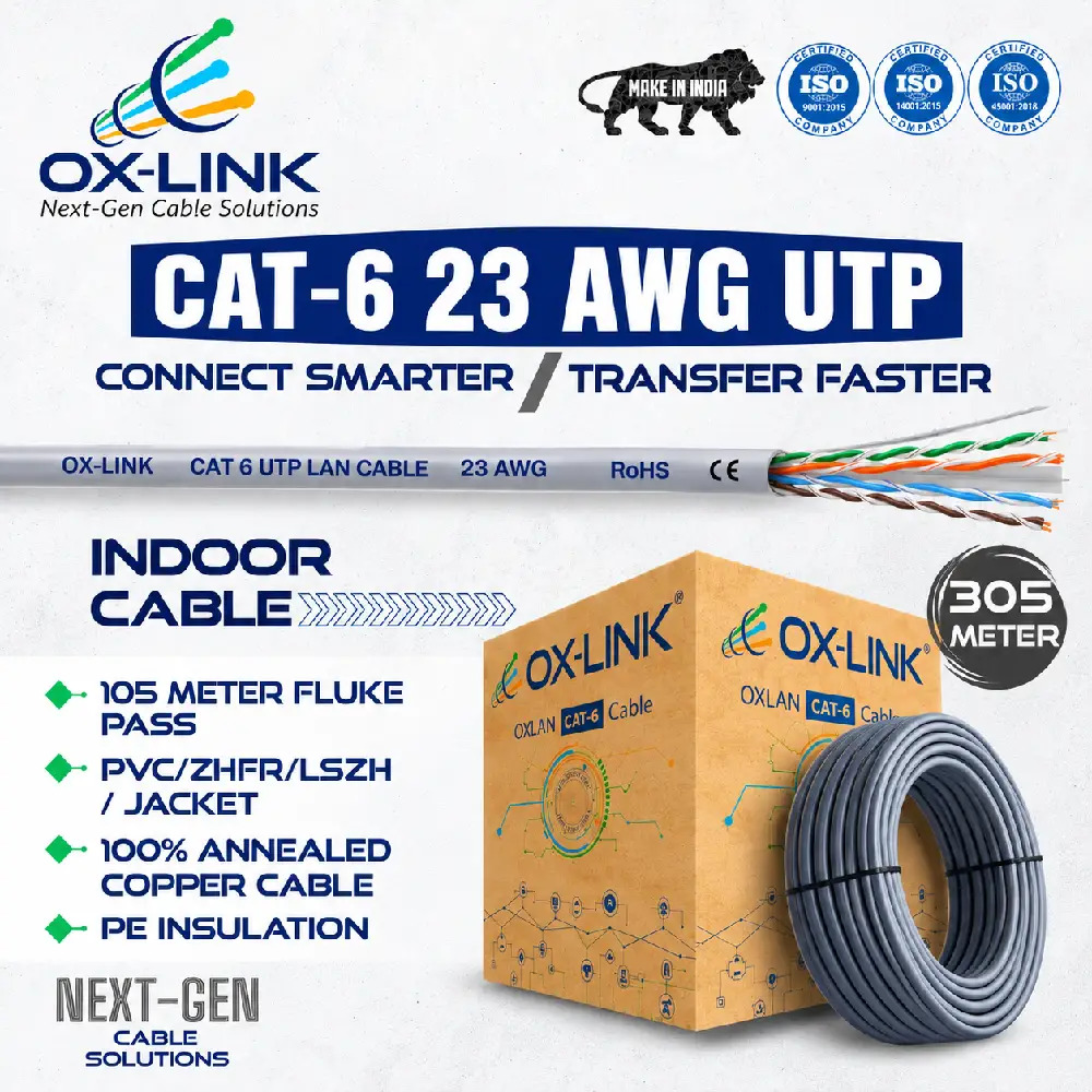 OX-LINK CAT6 Lan Cable 305m (Grey) 23AWG