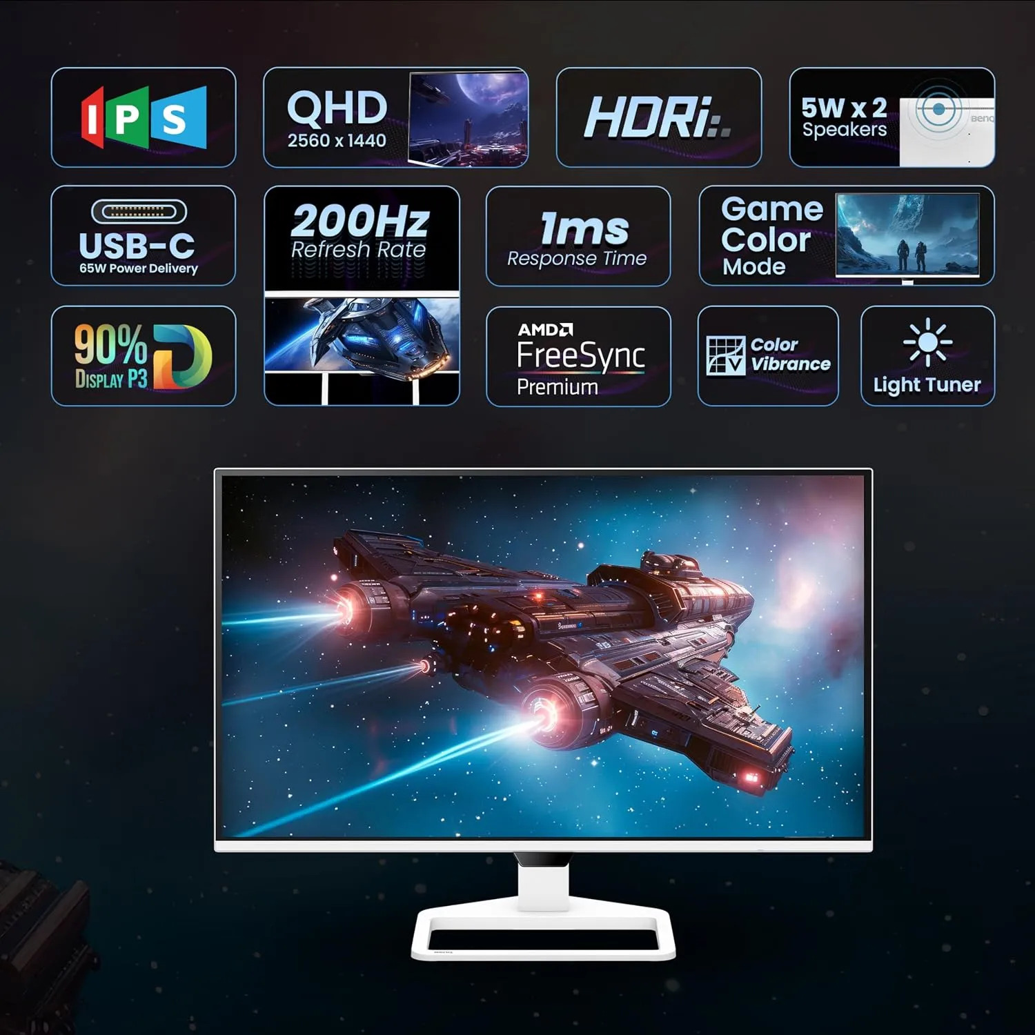 BenQ 27" LED Monitor QHD IPS Panel 2K with HDMI | USB-C | Speaker (EW270Q) - Image 2