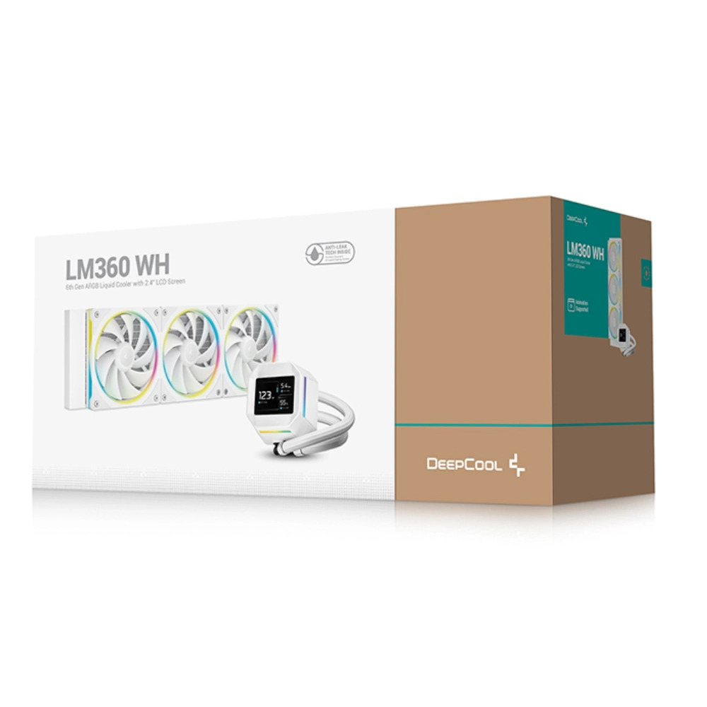 Deepcool CPU Cooler Liquid LM360 WH ARGB with 2.4" LCD Screen