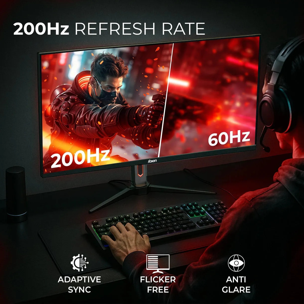 Foxin LED Monitor 27" Curved 2K QHD 200Hz with Speakers (Phantom Pro 27) - Image 3