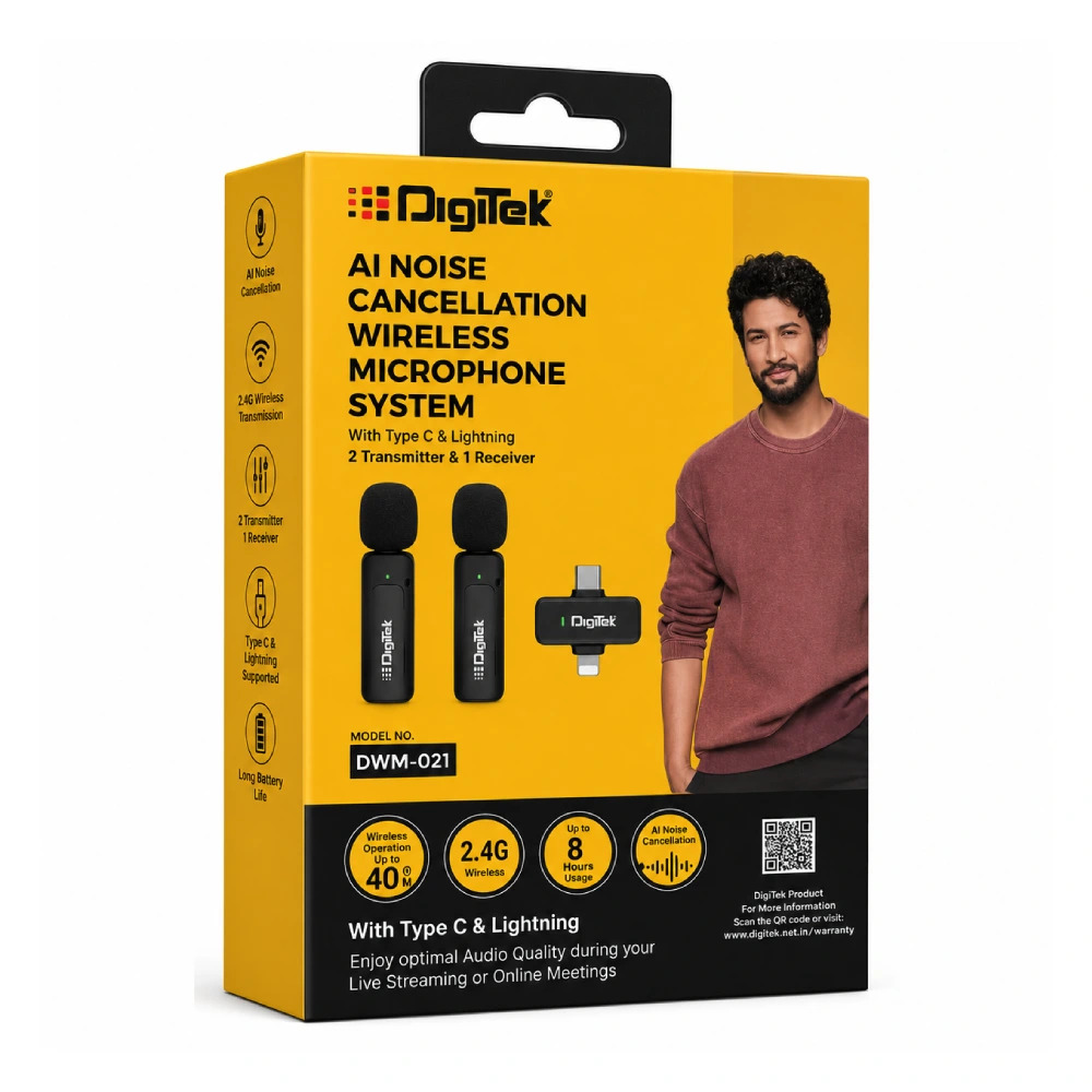 DigiTek Wireless Collar Mic Type-C | iOS With 2 Mic (DWM-021)