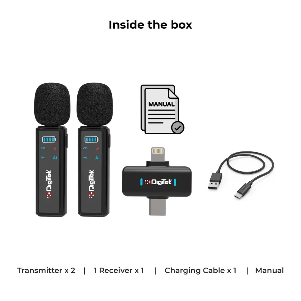 DigiTek Wireless Collar Mic Type-C | iOS With 2 Mic (DWM-021) - Image 2