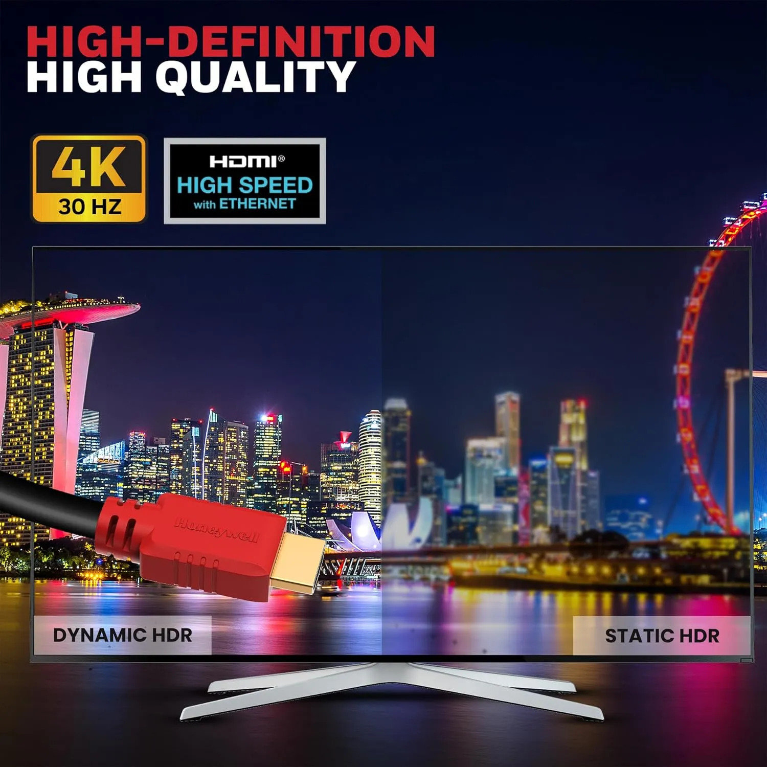 Honeywell HDMI Cable 4K 30Hz with Ethernet 10m - Image 2