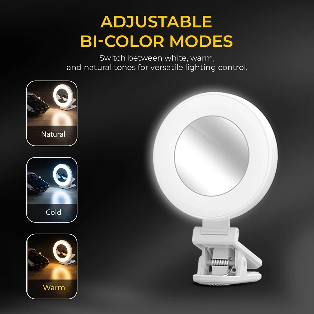 DigiTek Portable Bi-Color LED Video Light With Mirror | Built In Battery (D3 W) - Image 3