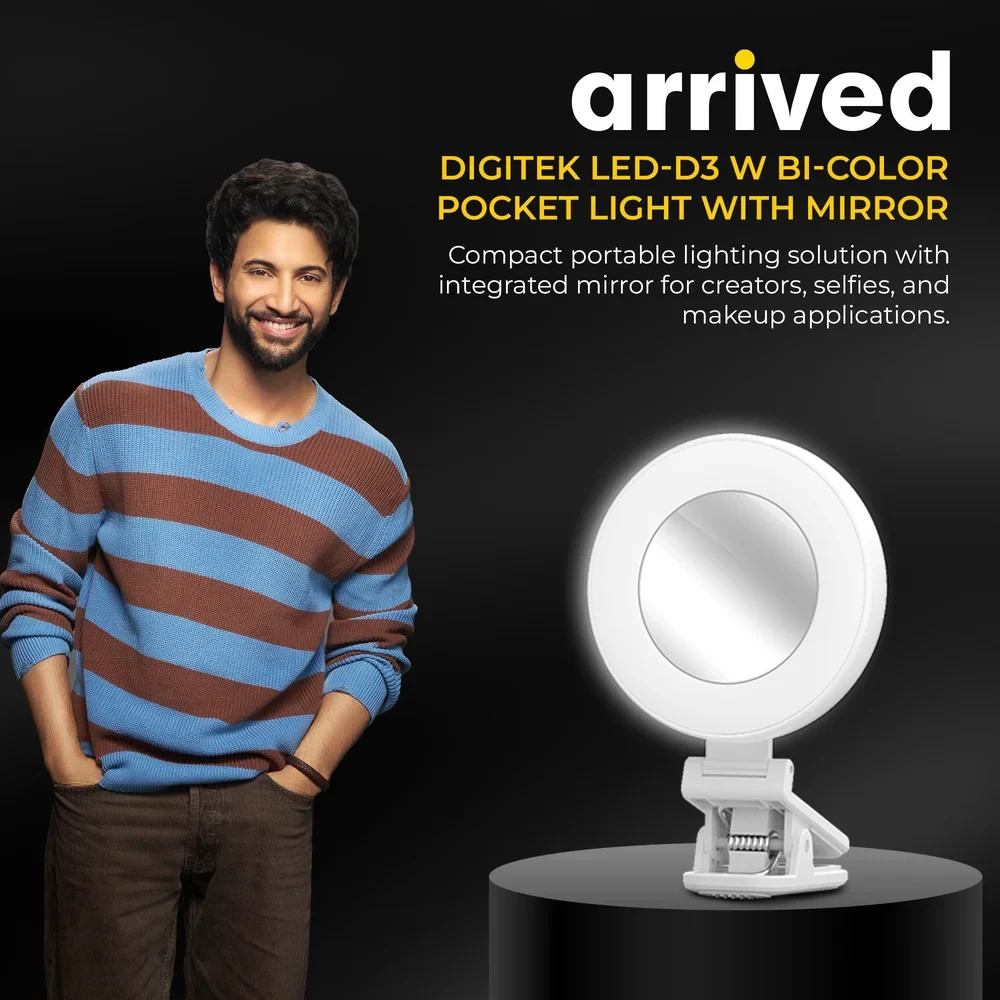 DigiTek Portable Bi-Color LED Video Light With Mirror | Built In Battery (D3 W) - Image 4