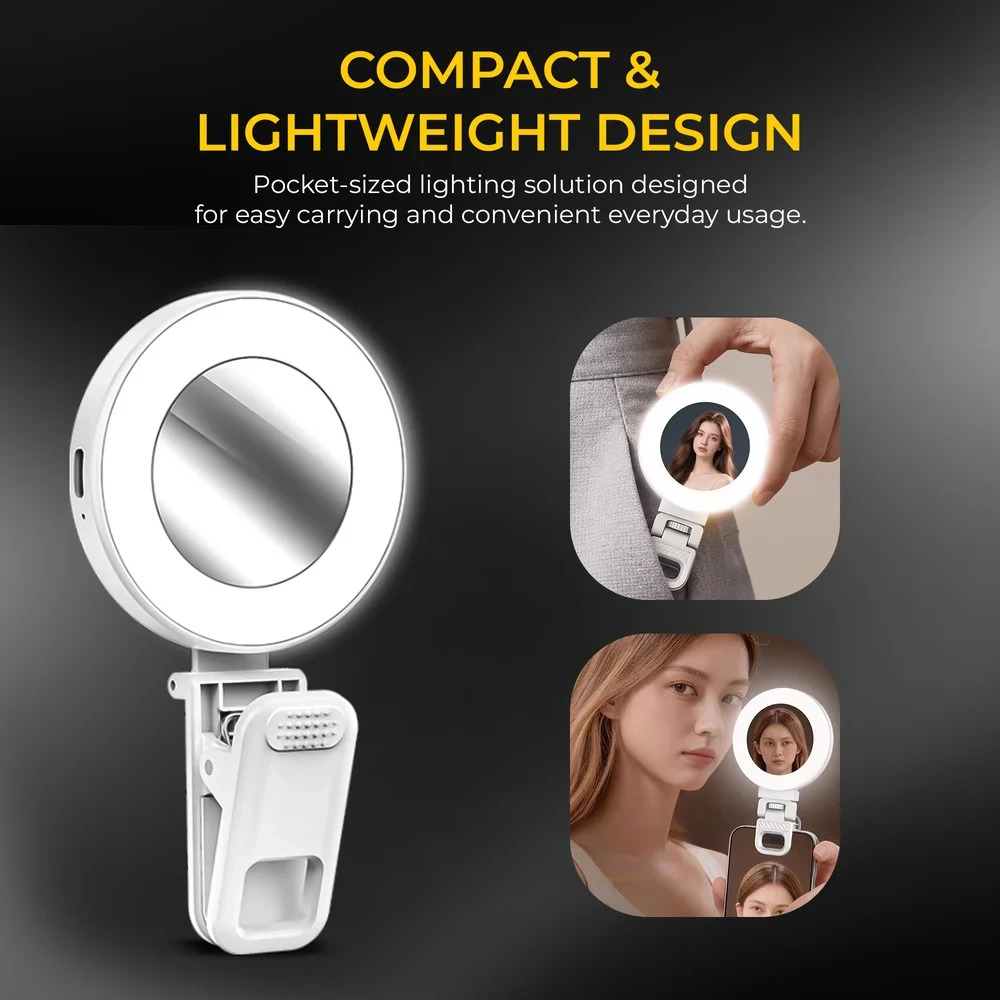 DigiTek Portable Bi-Color LED Video Light With Mirror | Built In Battery (D3 W) - Image 5