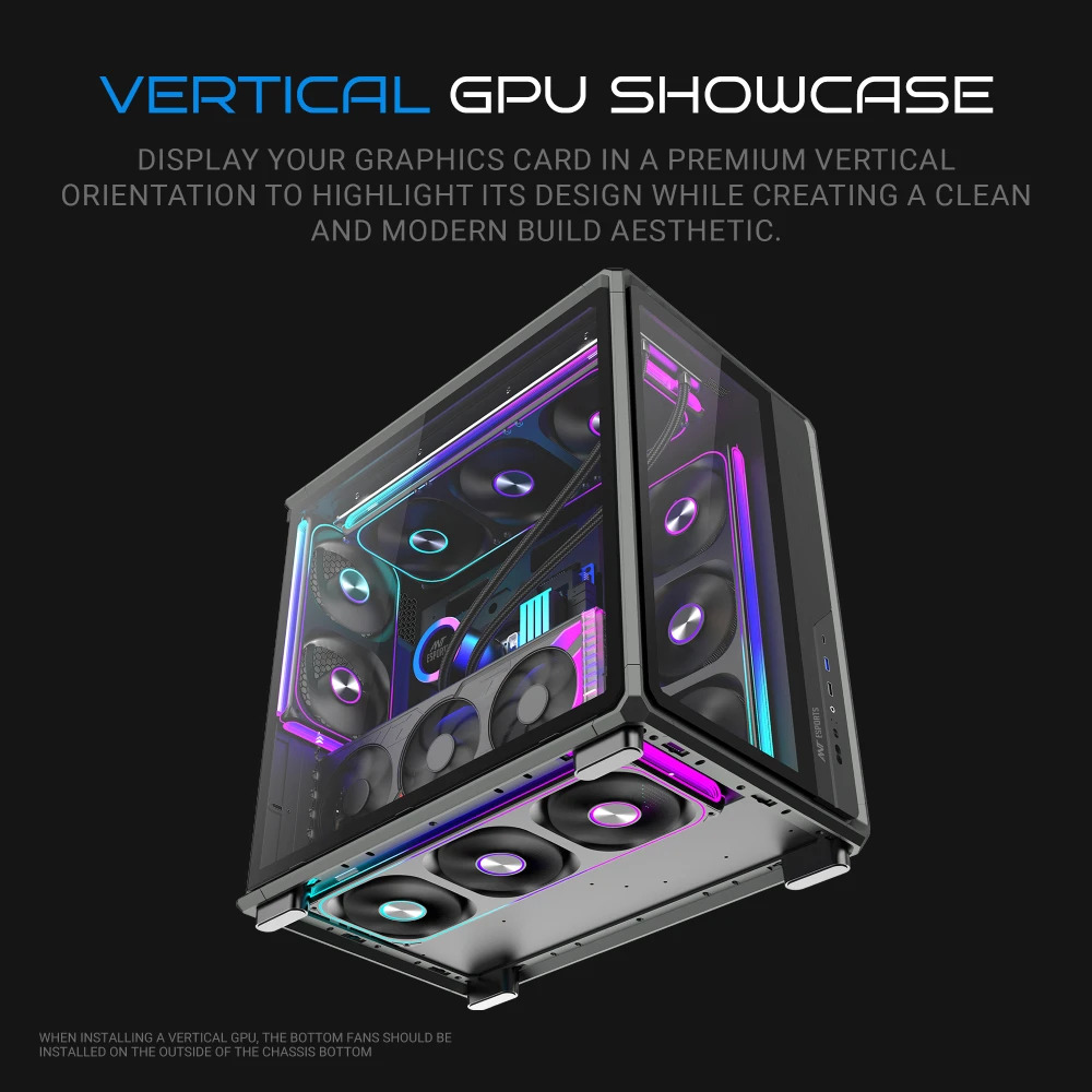 Ant Esports Gaming Cabinet Crystal x8 Frame Black - Image 3