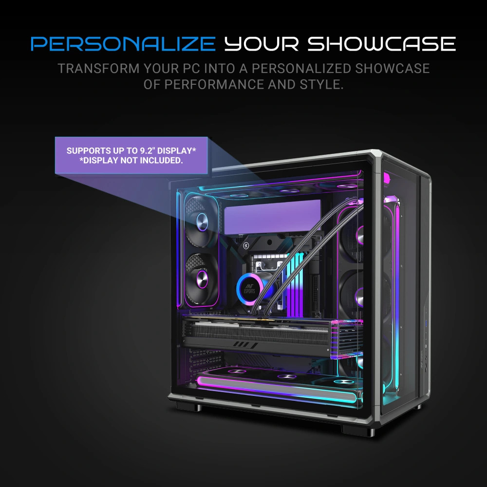 Ant Esports Gaming Cabinet Crystal x8 Frame Black - Image 4