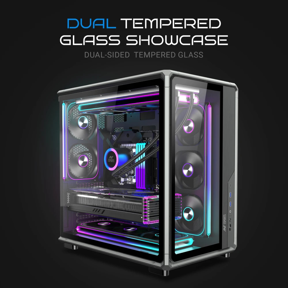 Ant Esports Gaming Cabinet Crystal x8 Frame Black - Image 5