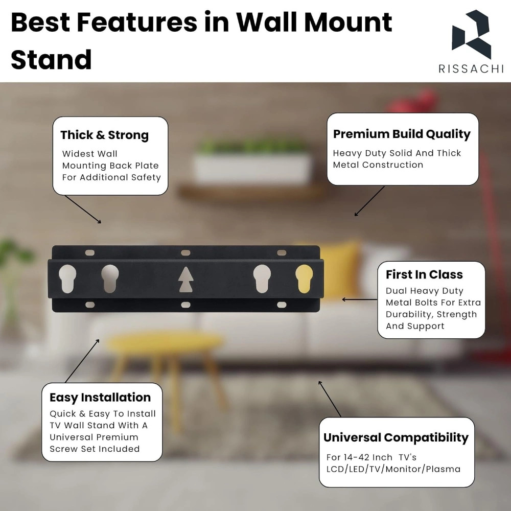 Rissachi LED Wall Mount Bracket For 32" To 55" Tv KC3255MF - Image 2