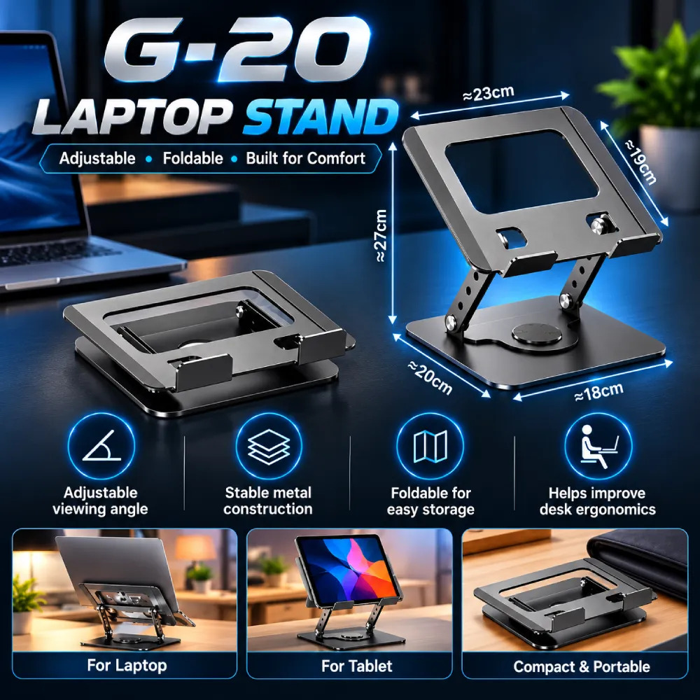Laptop | Tablet Stand For Upto 17 Inch Silver (Metal) - Image 2