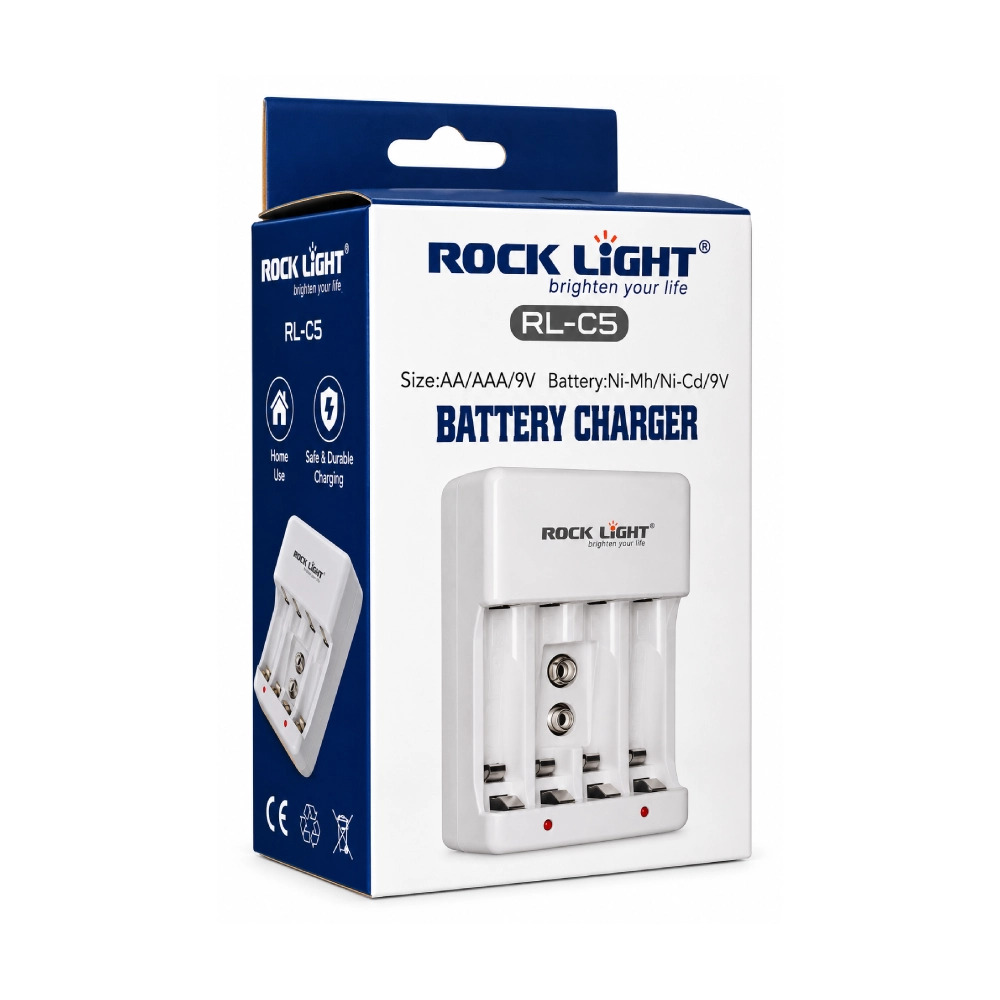 Rocklight Charger for Rechargeable Batteries AA | AAA | 9A (RL-C5)