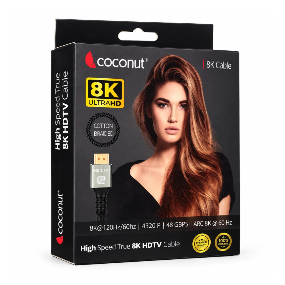 Cocount HDMI Cable 3m 8K 60Hz 48 Gbps Speed (Cotton Braided)