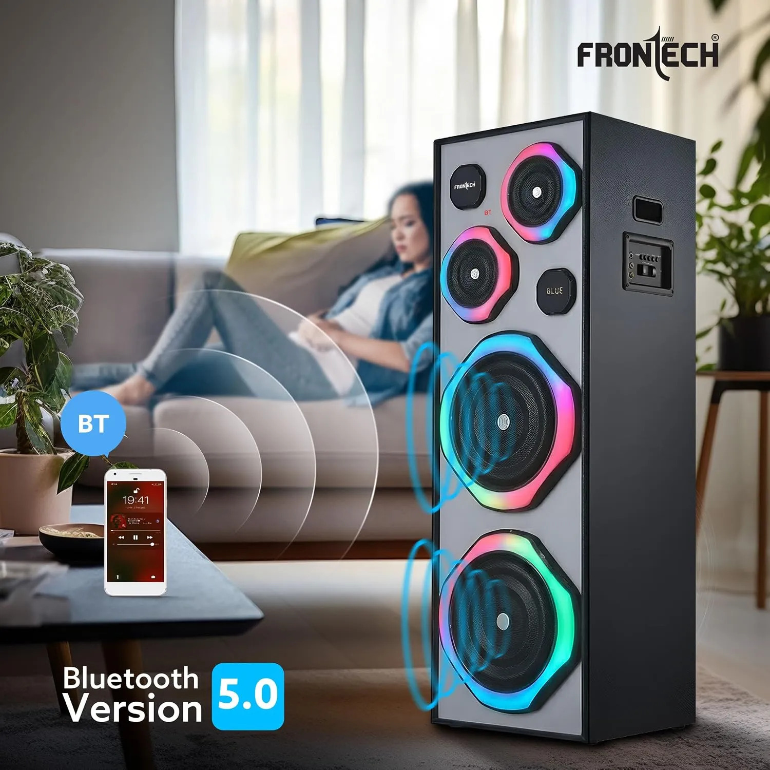 Frontech Bluetooth Tower Speaker with Mic 260W (SW-0169) - Image 4
