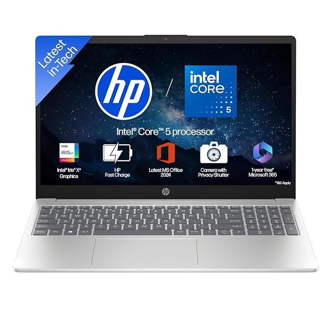 HP 15s-FD0682TU 14th Gen.Core5/16GB/512GB/ 15.6" FHD IPS/Backlit KBD/W11+MSO/Sillver