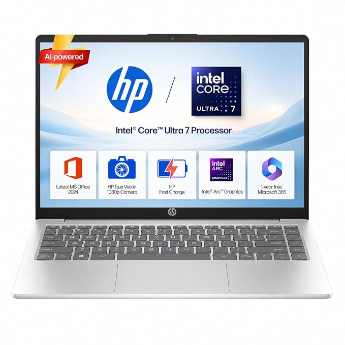 HP 14s-EP1151TU /4-GR1036TU Intel Core Ultra7-155H/ 16GB/512GB/14.1" FHD/W11+MSO'2024/ Backlit KBD/Silver