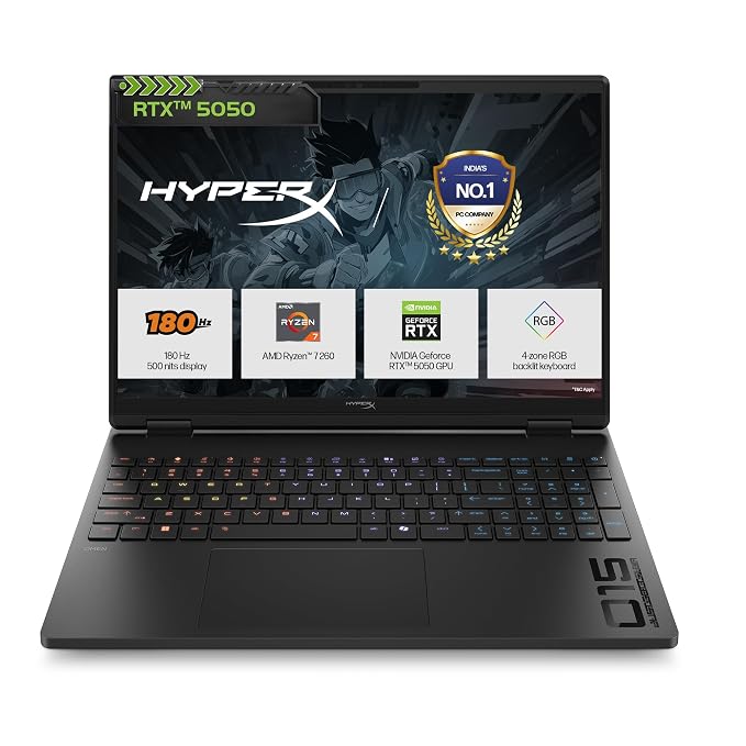 HP HyperX OMEN 15-gb0038AX AMD Ryzen7-260/ 24GB (Upgradeable)/1TB SSD/ 8GB nVidia RTX5050 Graphics/15.3'' LED IPS 500 nits/ Backlit Anti-Ghosting Keypad/ W11+MSO/ Shadow Black