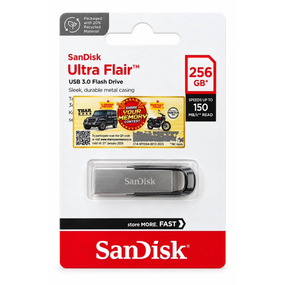 Sandisk Pendrive Ultra Flair 256GB USB 3.0 (SDCZ73-256G-I35)