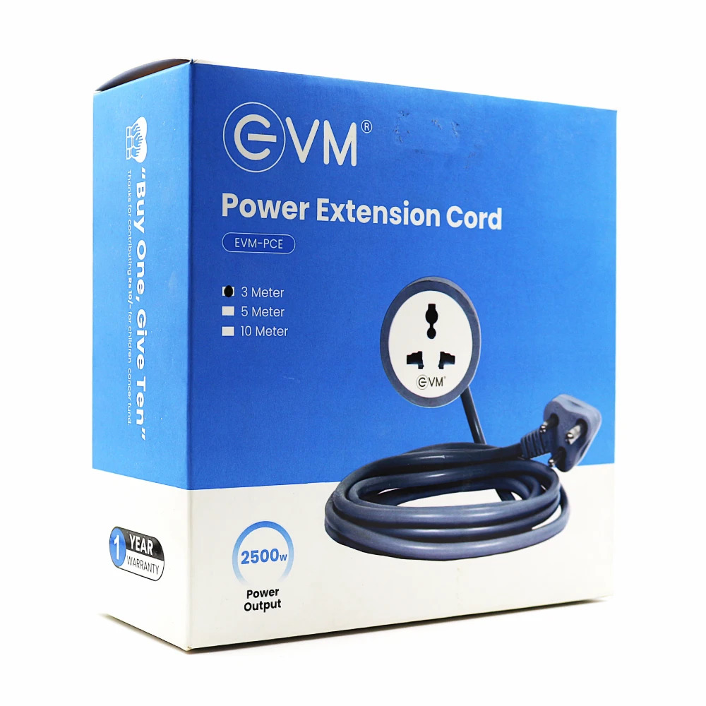 EVM Power Cable Extension Cord 3m Output 2500w