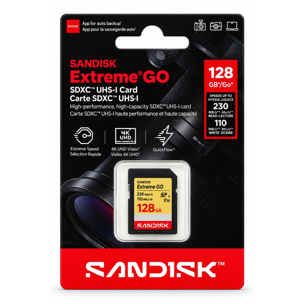 Sandisk SD Card Extreme Go SDXC UHS-I 128GB V30