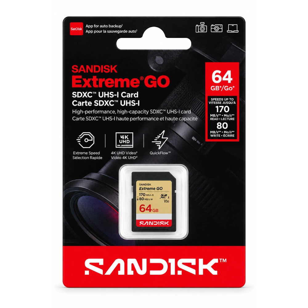 Sandisk SD Card Extreme Go SDXC UHS-I 64GB V30