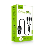 EVM Car Charger Enplug 3 In 1+ USB Micro | Type-C | Iphone CCR-02
