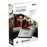 Kingston Xs2000 500G High Performance, Read/Write Speeds Up to 2,000Mb/S, Pocket-Sized External Portable Ssd Sxs2000/500G, Silver, Usb3.2_Gen_2_X_2