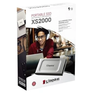 Kingston Xs2000 1Tb High Performance, Read/Write Speeds Up to 2,000Mb/S, Pocket-Sized Portable External Ssd Sxs2000/1000G, Silver, usb3.2_gen_2_x_2
