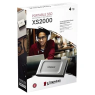 Kingston Xs2000 4Tb High Performance, Read/Write Speeds Up to 2,000Mb/S, Pocket-Sized Portable External Ssd Sxs2000/4000G, Silver, Usb3.2_Gen_2_X_2