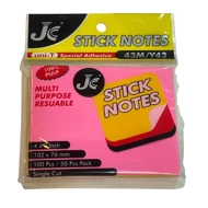 JC Sticky Notes Multi Colour + Single cut 4x3Inch 102x76mm 100pcs / 50pcs pack