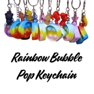 Cute Pop It Fidget Keychain for Kids | Rainbow Bubble Pop Key Ring 12pc of packet
