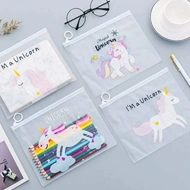 Transparent blank cartoon unicorn printed zipper pouch medium