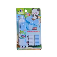 cute panda electric eraser, 2 in 1 mini fan eraser for kids (16 erasers) JCC-369