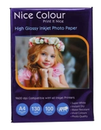 Nice color High Glossy Inkjet photo paper A4 130gsm, 100Sheets